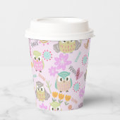 Uil Pastel Roze Papieren Bekers (Voorkant)