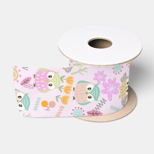 Uil Pastel Roze Satijnen Lint (Spoel)