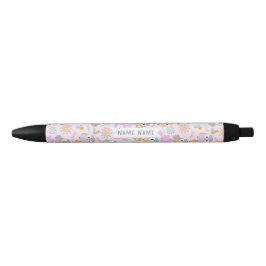 Uil Pastel Roze Zwarte Inkt Pen