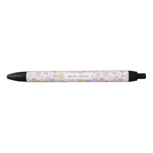 Uil Pastel Roze   Zwarte Inkt Pen