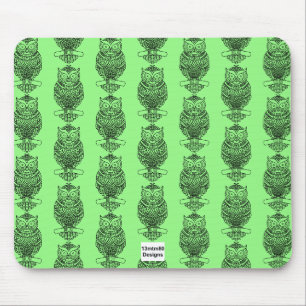 Uil (patroon neon groen) - Muismat