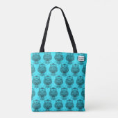 Uil (patroon neonblauw) - Tote Bag (Achterkant)