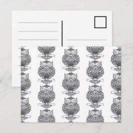 Uil (patroon wit) - Ansichtkaart Briefkaart