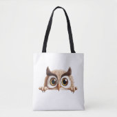 Uil Peeking Schattige Schattig Grappig Dier Cartoo Tote Bag (Voorkant)