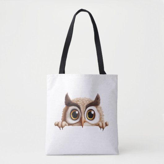 Uil Peeking Schattige Schattig Grappig Dier Cartoo Tote Bag (Voorkant)