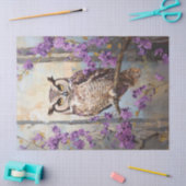 Uil Perched Purple Flowers Schilderij Decoupage Tissuepapier (Craft)