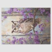 Uil Perched Purple Flowers Schilderij Decoupage Tissuepapier (Voorkant)