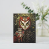 Uil persoon met een Uil Briefkaart (Staand voorkant)