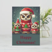 Uil plezier feestdagenkaart (Staand voorkant)