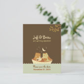 Uil & Poes Verhalenboek Trouwen (Blauw en Bruin) Save The Date (Staand voorkant)