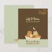 Uil & Poes Verhalenboek Trouwen (Blauw en Bruin) Save The Date (Voorkant / Achterkant)