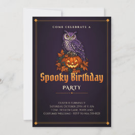 Uil Pompoen Griezelige Halloween Verjaardagsuitnod Kaart