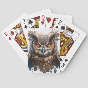 Uil Portret Dier Schilderen Wildlife Outdoors Art Pokerkaarten