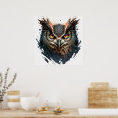Uil Portret Dier Schilderen Wildlife Outdoors Art Poster (Keuken)