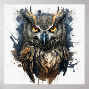 Uil Portret Dier Schilderen Wildlife Outdoors Art Poster