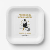 Uil Preschool / Kindergarten Afstudeerfeest Papieren Bordje (Voorkant)