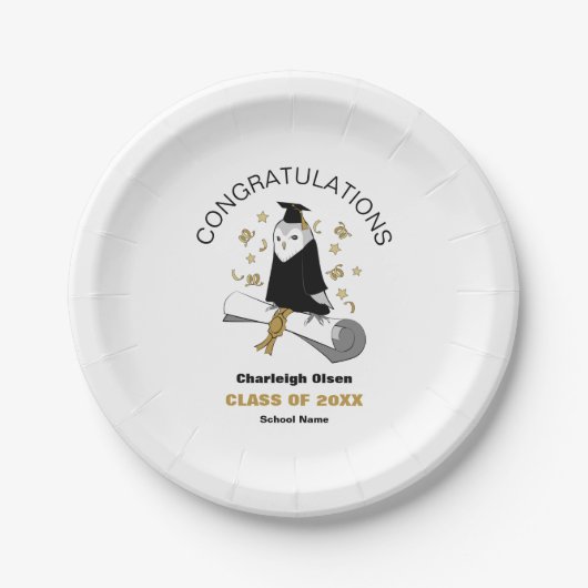 Uil Preschool / Kindergarten Afstudeerfeest Papieren Bordje (Voorkant)