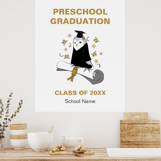 Uil Preschool / Kindergarten Afstuderen Ceremonie Poster (Keuken)
