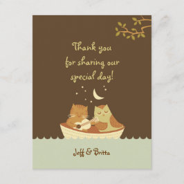 Uil & Pussycat verhalenboek bruiloft (blauw en bru Bedankkaart