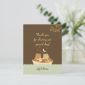 Uil & Pussycat verhalenboek bruiloft (blauw en bru Bedankkaart (Staand voorkant)