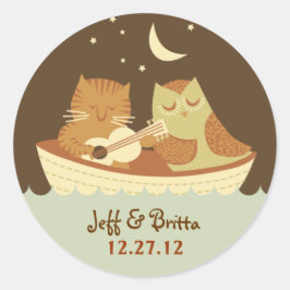 Uil & Pussycat verhalenboek bruiloft (blauw en bru Ronde Sticker