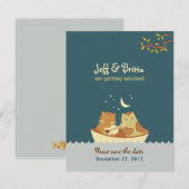 Uil & Pussycat verhalenboek bruiloft (Zee blauw) Save The Date (Voorkant / Achterkant)