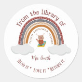 Uil Regenboog Onderwijs Klassenbibliotheek Sticker (Voorkant)