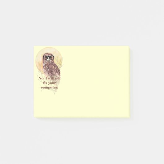 Uil repareert uw Computer Fun Geek Owl-bril niet Post-it® Notes (Voorkant)