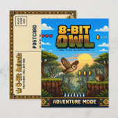 Uil, Retro 8-Bit Pixelkunst Briefkaart (Voorkant / Achterkant)