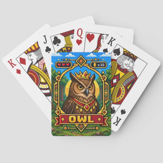 Uil Retro 8-Bit Pixelkunst Pokerkaarten (Achterkant)
