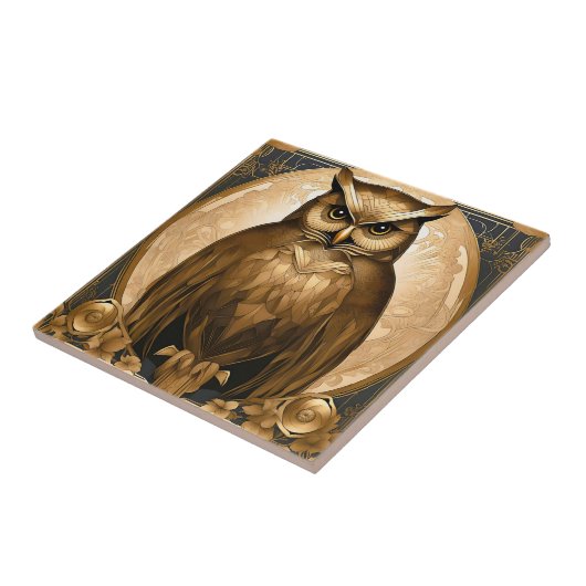 Uil Retro Art Deco Tegeltje (Zijkant)