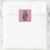 Uil - Robotische Vogel Vierkante Sticker (Tas)