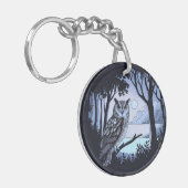 Uil Ronde Acryl Sleutelhanger (Voorkant Links)