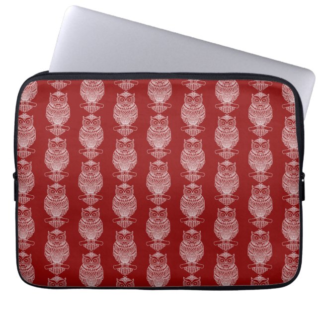 Uil (rood) - Laptophoes Laptop Sleeve (Voorkant)