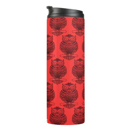Uil (rood) - Thermische tumbler Thermosbeker (Geroteerd rechts)
