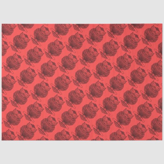 Uil (rood) - Tissuepapier (Voorkant)