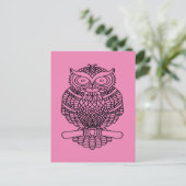 Uil (roze) - Ansichtkaart Briefkaart (Staand voorkant)
