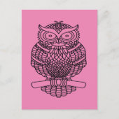 Uil (roze) - Ansichtkaart Briefkaart (Voorkant)