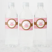 Uil (roze) Gepersonaliseerd 1e Verjaardag / Baby s Waterfles Etiket (Flessen)