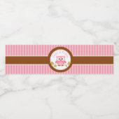 Uil (roze) Gepersonaliseerd 1e Verjaardag / Baby s Waterfles Etiket (Enkel label)
