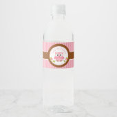 Uil (roze) Gepersonaliseerd 1e Verjaardag / Baby s Waterfles Etiket (Voorkant)