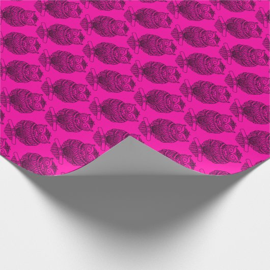Uil (roze) - Inpakpapier (Hoek)