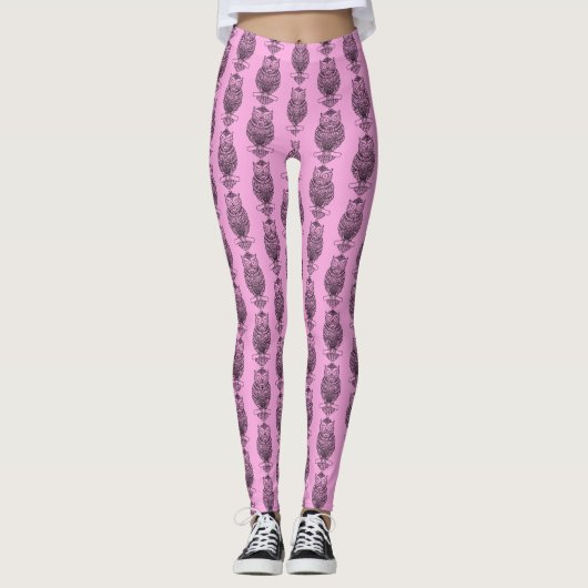 Uil (roze) - Leggings (Voorkant)