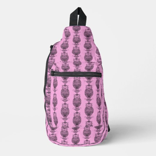 Uil (roze) - Schoudertas Sling Bag (Voorkant)