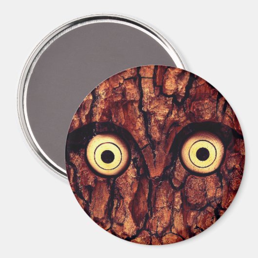 Uil rustiek Boom schors bruin schattig Magneet (Voorkant / Achterkant)