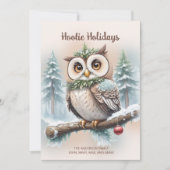 Uil Rustieke Kerst "Hootie Feestdagen" Feestdagenkaart (Voorkant)