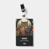 Uil 's nachts bij volle maan badge (Voorzijde met clip)