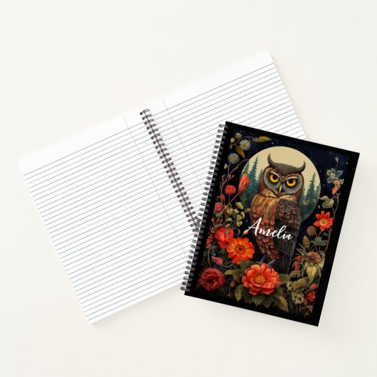 Uil 's nachts bij volle maan notitieboek (Binnen)