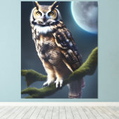 Uil 's nachts canvas afdruk (Insitu (Houten vloer))