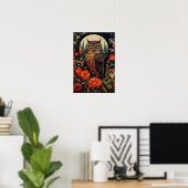 Uil 's nachts met volle maan poster (Thuiskantoor)